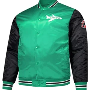 New York Jets Kelly Team Green And Black Varsity Jacket