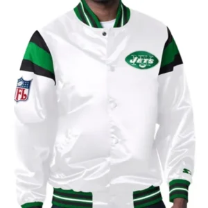 New York Jets Midweight Varsity White Jacket