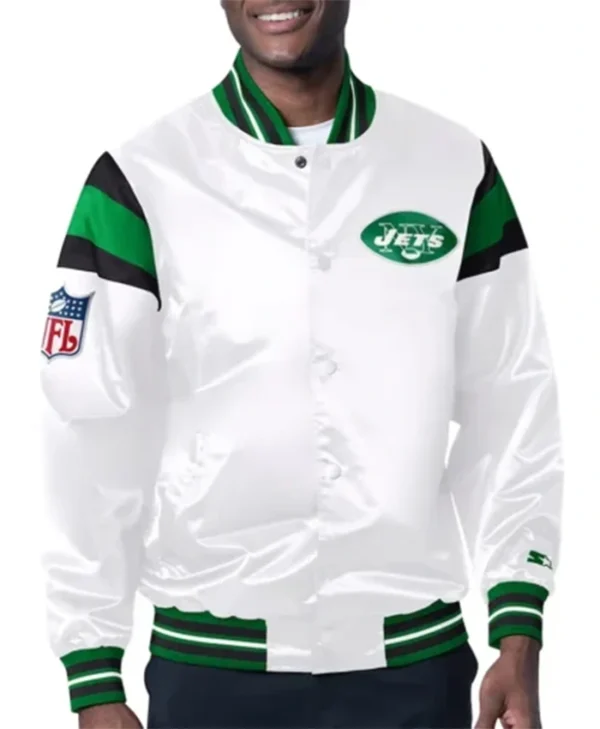 New York Jets Midweight Varsity White Jacket