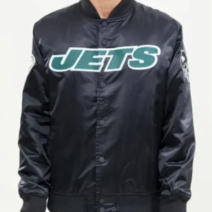 New York Jets Wordmark Black Stylish Varsity Jacket