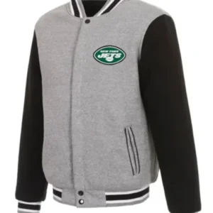 New York Varsity Jets Grey and Black Jacket