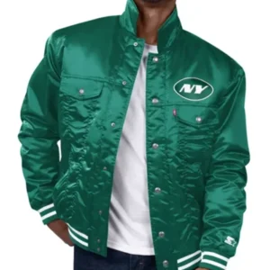 New York Varsity Jets Silver Tab Trucker Jacket