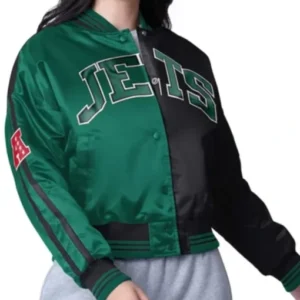 New York Varsity Jets Zone Blitz Green And Black Jacket