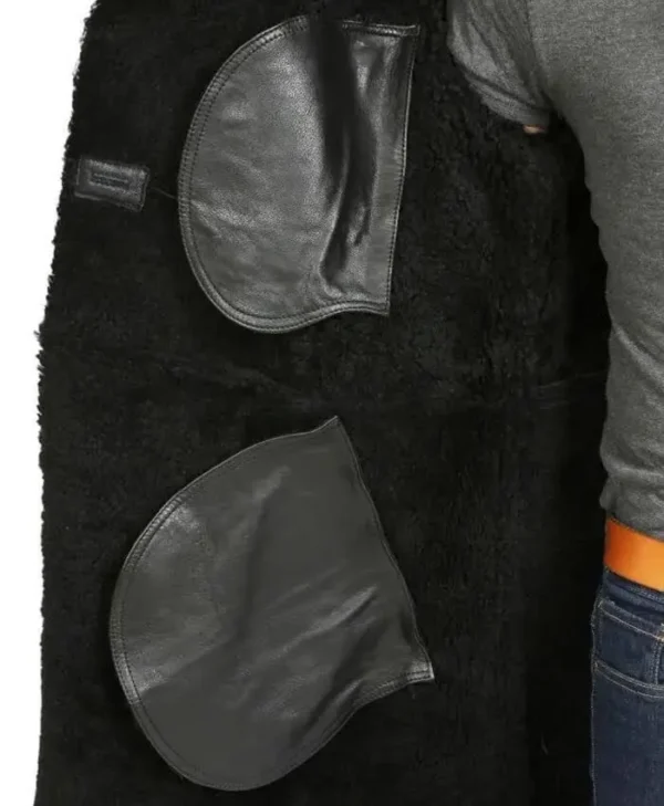 Buy Now Nicholas Double Breasted Sheepskin Black Coat For Unisex