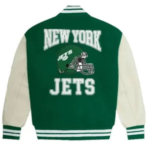 Buy Now OVO NY Jets Green And OFF-White Stlish Varsity Jacket