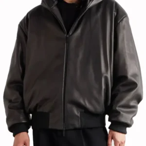 Oversized Padded Leather Bomber Jacket