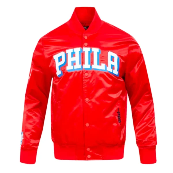 Philadelphia 76ers Classic Big Logo Satin Varsity Jacket