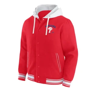 Philadelphia Phillies Red Cotton Hooded Varsity Jacket