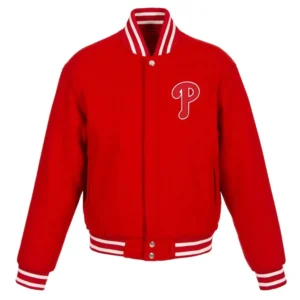 Philadelphia Phillies Red Letterman Wool Varsity Jacket
