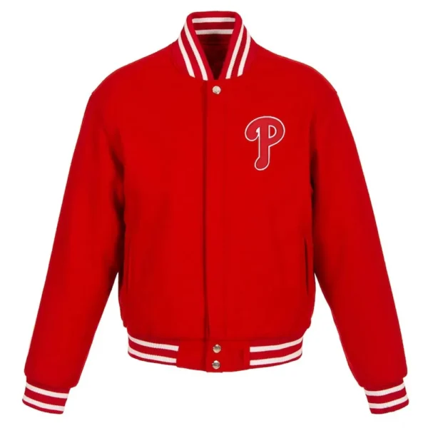 Philadelphia Phillies Red Letterman Wool Varsity Jacket