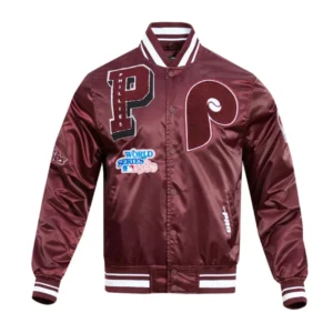 Philadelphia Phillies Retro Mashup Classic Rib Satin Varsity Jacket
