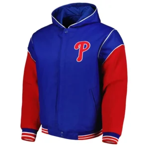 Philadelphia Phillies Royal and Red Hoodie Varsity Jacket