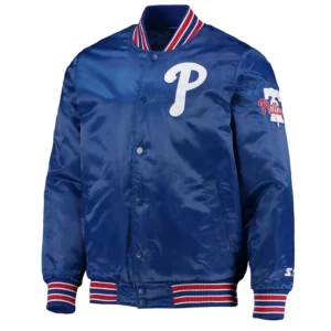 Philadelphia Phillies The Diamond Royal Satin Varsity Jacket