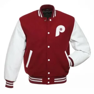 Philadelphia Phillies Varsity Burgundy and White Varsity Jacket
