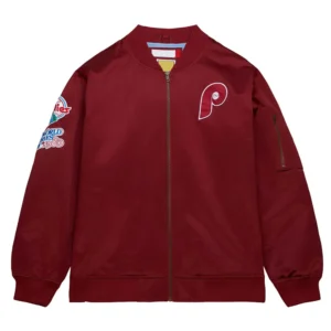 Philadelphia Phillies Vintage Logo Maroon Bomber Jacket