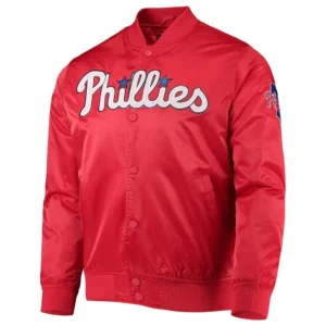 Philadelphia Phillies Wordmark Satin Varsity Jacket