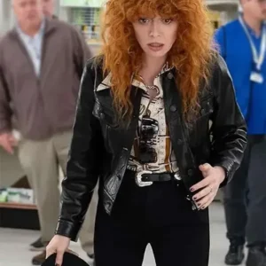 Poker Face 2025 Natasha Lyonne Leather black Jacket