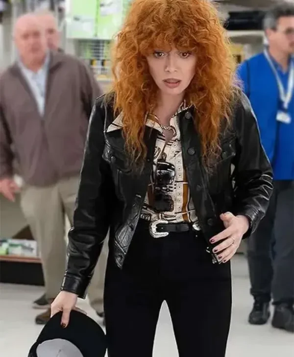 Poker Face 2025 Natasha Lyonne Leather black Jacket
