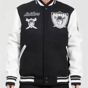 Pro Las Vegas Raiders Black And White Stylish Varsity Jacket