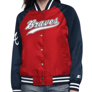 Red And Navy Atlanta Braves Varsity Satin Jacket