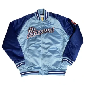 Reload Atlanta Braves Blue Satin Varsity Jacket