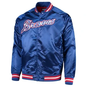 Royal Atlanta Braves Lightweight Satin Varsity Jacket