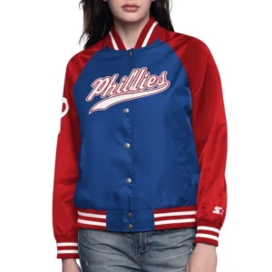 Royal-Red Philadelphia Phillies Varsity Satin Jacket