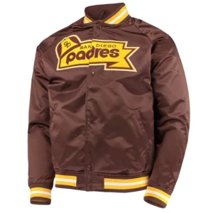 San Diego Padres Brown Lightweight Satin Varsity Jacket