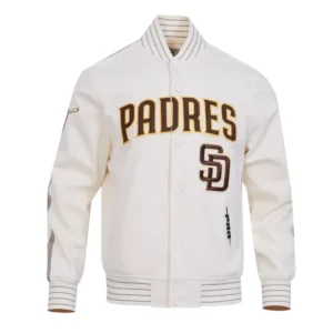 San Diego Padres Logo Game Day Eggshell Varsity Jacket