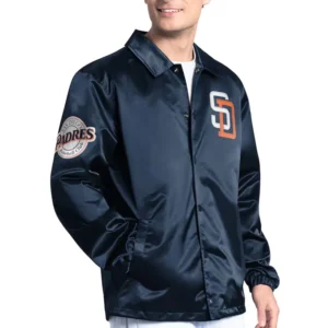 San Diego Padres Point Man Coaches Navy Varsity Jacket