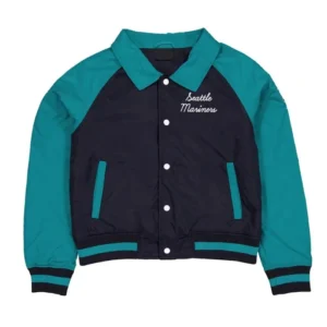 Seattle Mariners Aqua and Navy Throwback Varsity Jacket
