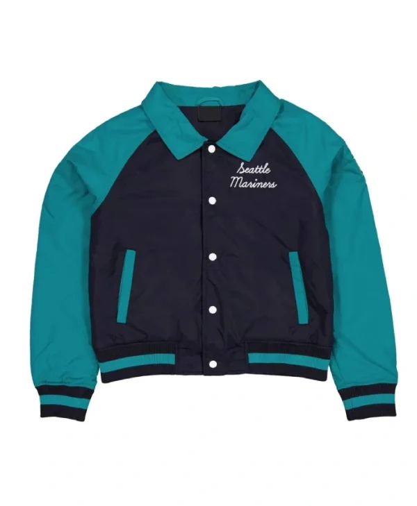 Seattle Mariners Aqua and Navy Throwback Varsity Jacket