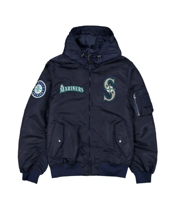 Seattle Mariners Historic L-2B Hooded Bomber Navy Blue Jacket