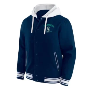 Seattle Mariners Navy Cotton Hooded Varsity Jacket