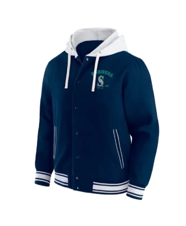 Seattle Mariners Navy Cotton Hooded Varsity Jacket