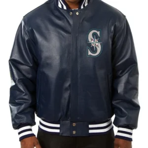 Seattle Mariners Navy Varsity Leather Navy Blue Jacket