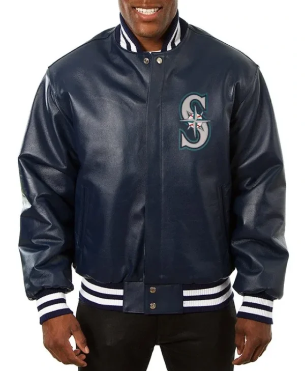 Seattle Mariners Navy Varsity Leather Navy Blue Jacket
