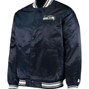 Seattle Seahawks Locker Room Full-Snap Navy Blue Varsity Jacket