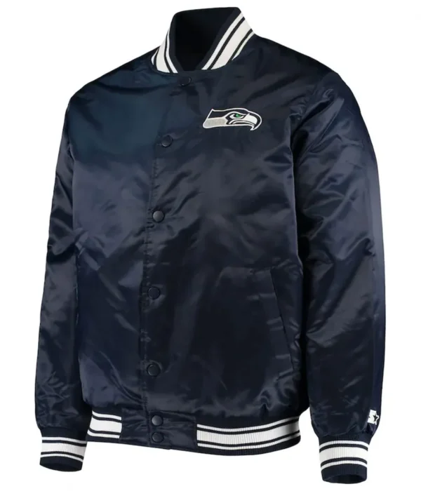 Seattle Seahawks Locker Room Full-Snap Navy Blue Varsity Jacket