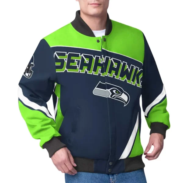 Seattle Seahawks Maximum Racing Navy Varsity Jacket