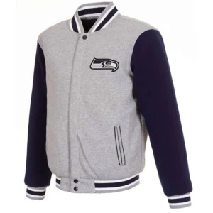 Seattle Seahawks Varsity Gray and Navy Jacket