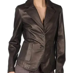 Silky Women Brown Leather Blazer