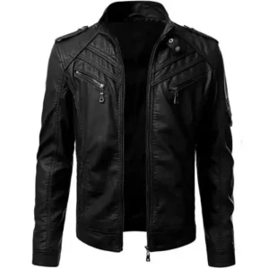 Slim Fit Mens Biker Black Jacket