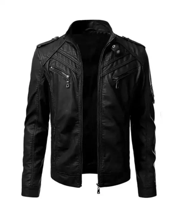 Slim Fit Mens Biker Black Jacket