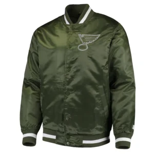 St. Louis Blues Green Satin Varsity Jacket
