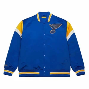 St. Louis Blues Heavyweight Royal Satin Varsity Jacket