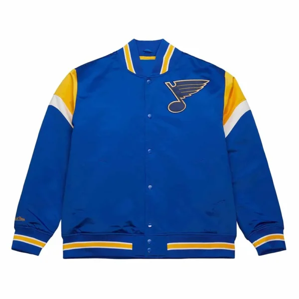 St. Louis Blues Heavyweight Royal Satin Varsity Jacket