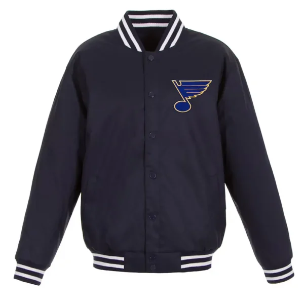 St. Louis Blues Two Hit Poly-Twill Navy Varsity JacketSt. Louis Blues Two Hit Poly-Twill Navy Varsity Jacket