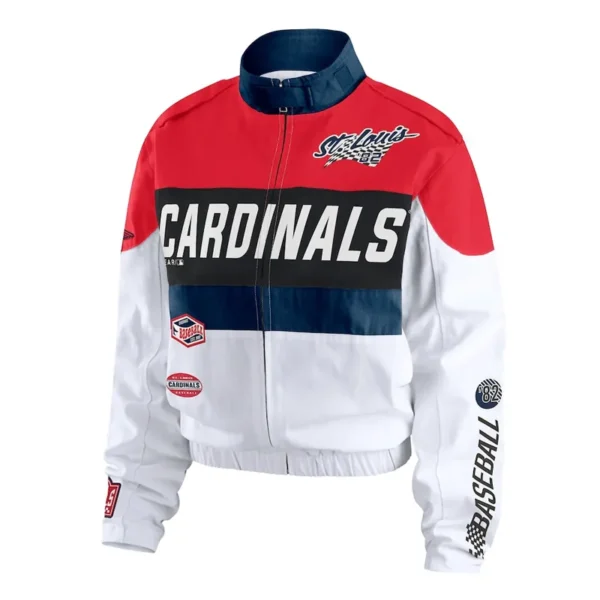 St. Louis Cardinals Racing Red-White Full-Zip Bomber Jacket