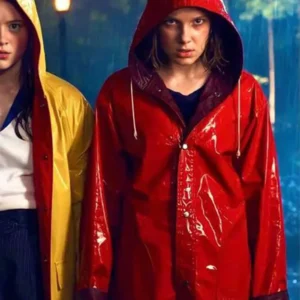 Stranger Things Red Hooded PU Leather Coat